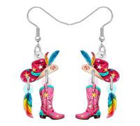 DALANE Orecchini divertenti in acrilico con cappello da cowboy occidentale e stivali, graziosi orecchini pendenti bohémien, musica country, gioielli fatti a mano, regali per donne, ciondoli rodeo