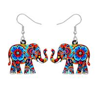 DALANE Orecchini pendenti in acrilico carino colorato con elefante della giungla stile bohémien design mandala per amanti degli animali gioielli unici regali boho per donne ciondoli, Medium, Acrilico