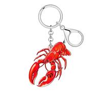 DALANE Portachiavi in acrilico divertente rosso a forma di aragosta per chiavi dell'auto, portafoglio, zaino, portachiavi, accessori per animali marini, regali per donne e ragazze, Caldo, M