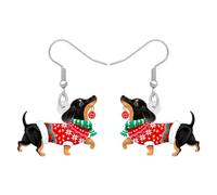 DALANE Regali di Natale Acrilico Carino Bassotto Cani Orecchini Penzoloni Goccia Divertente Cucciolo Animali Domestici Gioielli per Donne Ragazze Bambini Cani Amanti (Tenebre)