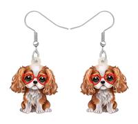 DALANE San Valentino Regali Acrilico Cavalier King Charles Spaniel Cane Orecchini Penzoloni Goccia Cucciolo Animali Domestici Gioielli per Donna Ragazze Bambini Cani Amanti Ciondoli (Marrone)