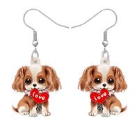 DALANE San Valentino Regali Acrilico Cavalier King Charles Spaniel Cane Orecchini Penzoloni Goccia Cucciolo Animali Domestici Gioielli per Donna Ragazze Bambini Cani Amanti Ciondoli (Rosa)