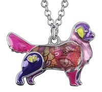 DALANE Smalto Lega Carino Golden Retriever Cane Collana Ciondolo Animali Domestici Gioielli Charms Regali per Donne Ragazze Bambini (Viola)