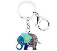 DALANE Smalto Lega Elefante Africano Portachiavi Anello Portachiavi Novità Gioielli Regali per Donne Ragazze Borsa Charms (Azzurro)