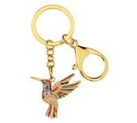 DALANE Smalto Lega Strass Colibrì Portachiavi Uccelli Gioielli Anello Chiave per Donne Ragazze Charms Regali (Marrone Placcato Oro)