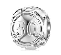 DALARAN Charm in argento Sterling per Pandora 16, 18, 21°, 30°, 40°, 50°, 60° compleanno, con cuore dorato, Oro bianco Argento sterling, Nessuna pietra preziosa