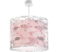 Dalber 40341E - Lampada quadrata, decorazioni: Luna e stelle che brillano nella notte, in metallo e vetro, colore: Blu, led, rosa