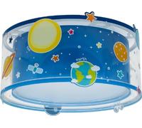 Dalber Plafoniera per bambini Planets, con pianeti e sistema solare, colore blu, modello 41346M, attacco E27-2 x 15W.