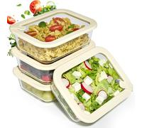 Dalena Home® Contenitore in Vetro Borosilicato Rettangolare con Coperchio Set 4x1020ml - Fiambriera Cristallo, Contenitore Alimenti, Conservazione Frigorifero, Organizer Cucina