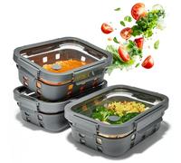 Dalena Home® Meal Prep Contenitori Set 3x1050ml - Vetro borosilicato, ermetici, impilabili, microonde con valvola vapore, protezione silicone, contenitori vetro per alimenti