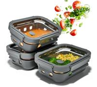 Dalena Home® Meal Prep Contenitori Set 3x640ml - Vetro borosilicato, ermetici, impilabili, microonde con valvola vapore, protezione silicone, contenitori vetro per alimenti