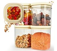 Dalena Home® Set di 4 Barattoli di Vetro con Coperchio robusto Vetro Borosilicato + Etichette (4x 1000ml) Contenitore Ermetico per Alimenti - Contenitori per Pasta