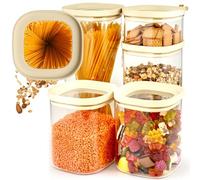 Dalena Home® Set di 5 Barattoli di Vetro con Coperchio robusto Vetro Borosilicato + Etichette (1 x 2000ml, 1 x 1500ml, 2 x 1000ml, 1 x 500ml) Contenitore Ermetico per Alimenti - Contenitori per Pasta