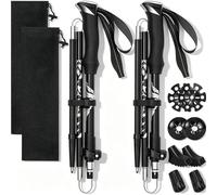 Dalephoric 2 Pezzi Bastoncini Trekking Pieghevoli, Bastoni Trekking in Alluminio, Regolabili 110-130cm, Bastoncini Nordic Walking con 4 Paia di Puntali in Gomma, per Montagna, Escursioni, Sci