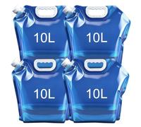 Dalephoric 4 Pezzi Tanica Acqua Pieghevole 10L, Tanica Pieghevole, Senza BPA, Taniche per Acqua Portatili, Contenitori Pieghevoli per Acqua, Riutilizzabile, per Campeggio, Emergenza, Picnic, Blu