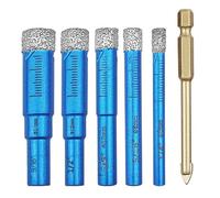 Dalephoric 6 Pezzi Punte Trapano Diamantate, Punte per Gres Porcellanato, 6, 8, 10, 12, 14 mm Foretto Diamantato per Trapano e 6 mm Trapano Carburo, per Ceramica, Vetro, Granito, Marmo