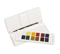 Daler Rowney Aquafine Travel Set di acquerelli con scatola di pennelli da 12 colori assortiti