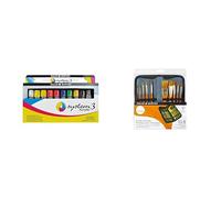 Daler Rowney Bundle Set 10 tubi da 22ml colori acrilici System 3 astuccio con cerniera con 10 pennelli talkon color oro manico corto linea Simply per acrilico