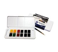 DALER ROWNEY - D131900001 - Acquerelli Acquafine Godet - colori assortiti - Daler Rowney - scatola in plastica 12 acquerelli + 1 pennello - 85384 - Conf. da 1 Pz. - D131900001