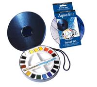 DALER ROWNEY - D131900030 - Acquerelli Aquafine Godet - colori assortiti - Daler Rowney - scatola in metallo 18 acquerelli + pennello + 2 tavolozze - 85385 - Conf. da 1 Pz. - D131900030
