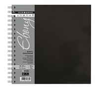 Daler-Rowney Ebony, Blocco schizzi, superficie liscia, 160 G, a spirale, copertina rigida, 20 x 20 cm, bianco naturale, 54 fogli