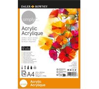 Daler-Rowney Simply Linen Texture - Blocco di carta acrilica 190 g/m², formato A4, incollato su un lato, 16 fogli bianchi, ideale per artisti e hobbisti principianti