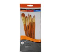 Daler Rowney Simply Gold Taklon - Set di pennelli acrilici con setole Sintetiche e Manici Corti, 7 pennelli Assortiti, per artisti e hobbisti Principianti