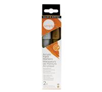 Daler Rowney Simply - Set di 2 pennarelli acrilici, oro e argento, multi-superficie, a base d'acqua, punta da 2-3 mm, ideali per artisti e hobbisti principianti