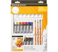 Daler-Rowney Simply - Set acrilico, 25 pezzi, multicolore, A4