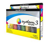 Daler Rowney Sistema 3, colori acrilici extrafini set con 8 tubi da 59ml colori assortiti