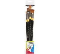 DR Daler-Rowney System3 - Pennello acrilico rigido, setole sintetiche rigide, manico lungo, rotondo, piatto, ventaglio e luminoso, set 501, 5 pennelli assortiti