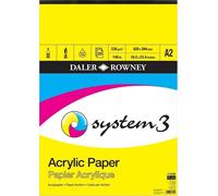 Daler-Rowney System3 - Blocco di carta acrilica effetto lino, 230 g/m², formato A2, incollato su un lato, 20 fogli bianchi, ideale per artisti professionisti