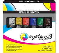 Daler Rowney Set 6 tubi da 22ml colori acrilici System 3