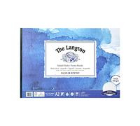 Daler Rowney The Langton - Blocco di carta per acquerelli, 300 g/m², formato A2, incollato su un lato, senza acidi, 12 fogli bianchi naturali, ideale per artisti professionisti