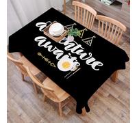 DALEXHM Tablecloth,Washable,Rectangle,137x183 cm,Citazione, L'avventura attende la calligrafia moderna con tende scarabocchiate e,Water-Repellent,Stain Protection,Festival,Restaurant,Party and Garden