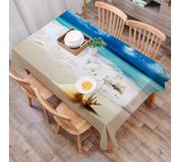 DALEXHM Tablecloth,Washable,Rectangle,137x183 cm,Conchiglie, immagine nautica dalla Sunny Sandy Coast,Water-Repellent,Stain Protection,Festival,Restaurant,Party and Garden