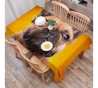 DALEXHM Tablecloth,Washable,Rectangle,137x183 cm,Cucciolo di Bulldog francese su sfondo giallo,Water-Repellent,Stain Protection,Festival,Restaurant,Party and Garden