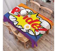DALEXHM Tablecloth,Washable,Rectangle,137x183 cm,Decorazioni Pride, effetto esplosione bomba Pride Blast, icona dei fumetti Pop A,Water-Repellent,Stain Protection,Festival,Restaurant,Party and Garden