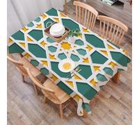 DALEXHM Tablecloth,Washable,Rectangle,137x183 cm,Design estivo boho chic leggermente arancione.,Water-Repellent,Stain Protection,Festival,Restaurant,Party and Garden