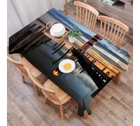 DALEXHM Tablecloth,Washable,Rectangle,137x183 cm,Faro al crepuscolo, un faro a strisce che brilla come un lago sotto un lago al c,Water-Repellent,Stain Protection,Festival,Restaurant,Party and Garden