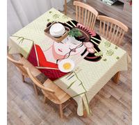 DALEXHM Tablecloth,Washable,Rectangle,137x183 cm,Giapponese, Geisha Donna Ritratto Tradizionale Asiatico Kimono Maiko Culturale V,Water-Repellent,Stain Protection,Festival,Restaurant,Party and Garden