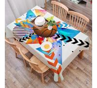DALEXHM Tablecloth,Washable,Rectangle,137x183 cm,Giocare a basket, basket, gli adolescenti sono forme geometriche colorate, attiv,Water-Repellent,Stain Protection,Festival,Restaurant,Party and Garden