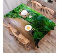 DALEXHM Tablecloth,Washable,Rectangle,137x183 cm,Giungla Terrazza Legno Esotico Natura Selvaggia Sentiero Piante Tropicali Forest,Water-Repellent,Stain Protection,Festival,Restaurant,Party and Garden