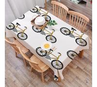 DALEXHM Tablecloth,Washable,Rectangle,137x183 cm,Hand getrokken krabbel het cirkelen achtergrond Het vectorpatroon van het fietsb,Water-Repellent,Stain Protection,Festival,Restaurant,Party and Garden