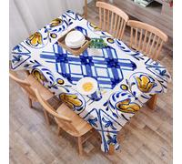 DALEXHM Tablecloth,Washable,Rectangle,137x183 cm,Illustrazione ad acquerello di maiolica italiana Decorazione in maiolica italian,Water-Repellent,Stain Protection,Festival,Restaurant,Party and Garden
