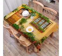 DALEXHM Tablecloth,Washable,Rectangle,137x183 cm,Italia, veranda con vari vasi di fiori. Piante verdi fresche. Vita cittadina in,Water-Repellent,Stain Protection,Festival,Restaurant,Party and Garden