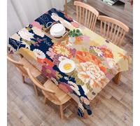 DALEXHM Tablecloth,Washable,Rectangle,137x183 cm,Kimono giapponese, composizione tradizionale di motivi Motivi floreali etnici as,Water-Repellent,Stain Protection,Festival,Restaurant,Party and Garden