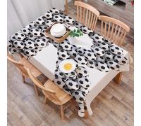 DALEXHM Tablecloth,Washable,Rectangle,137x183 cm,Lettera R, arte calcistica creativa composta da una serie di palloni da calcio i,Water-Repellent,Stain Protection,Festival,Restaurant,Party and Garden