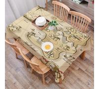 DALEXHM Tablecloth,Washable,Rectangle,137x183 cm,Mappa disegnata a mano di Pirate, Treasure Island Sea Adventure,Water-Repellent,Stain Protection,Festival,Restaurant,Party and Garden