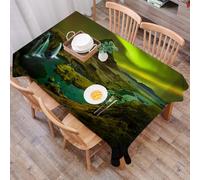 DALEXHM Tablecloth,Washable,Rectangle,137x183 cm,Meraviglia islandese: l'aurora boreale illumina una pittoresca cascata e una vet,Water-Repellent,Stain Protection,Festival,Restaurant,Party and Garden